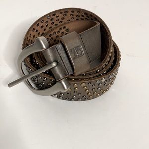 Joe's Jeans Leather Embellished Stud Brown Silver Belt sz S
